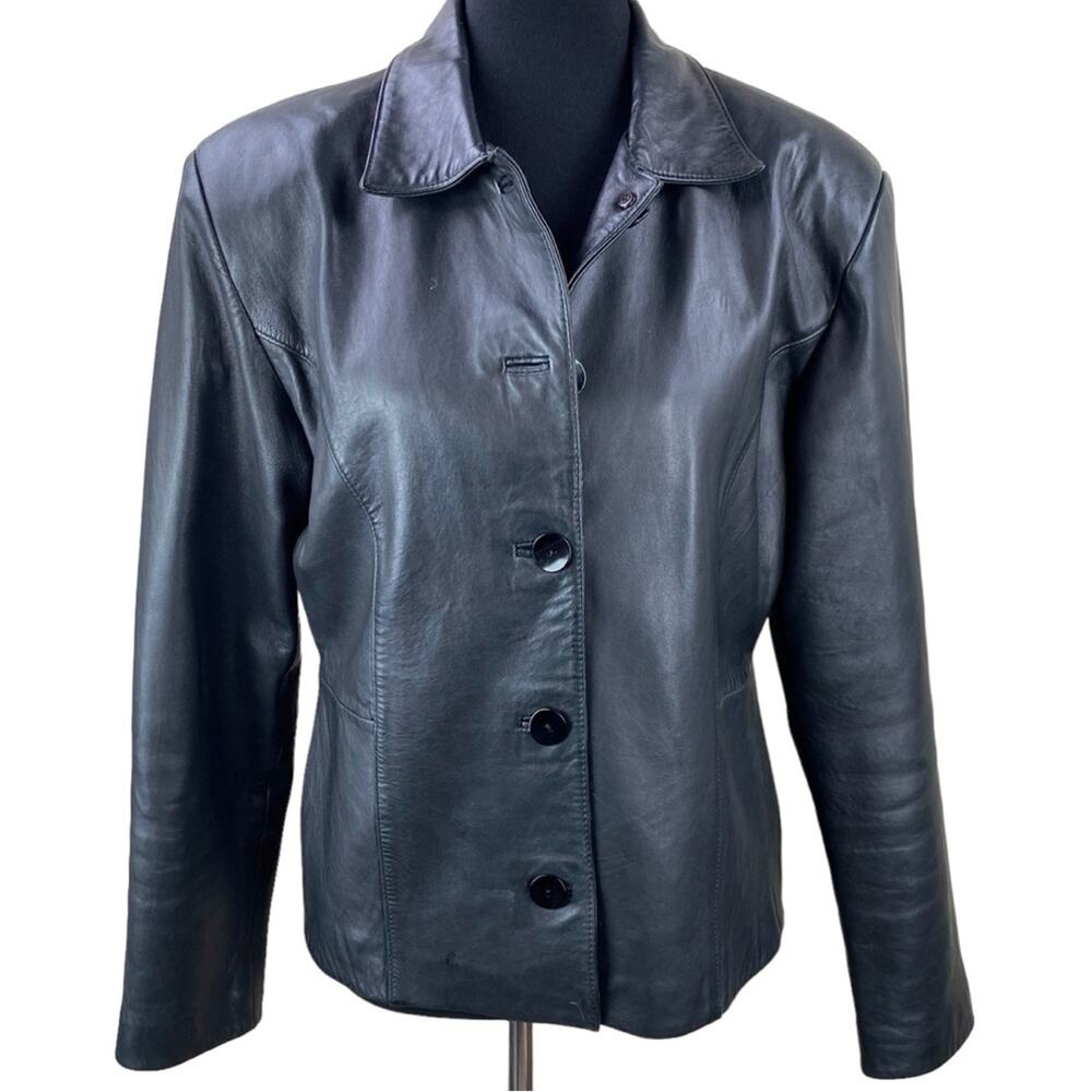Vintage Y2K  Black Leather Jacket Size M/L Classic